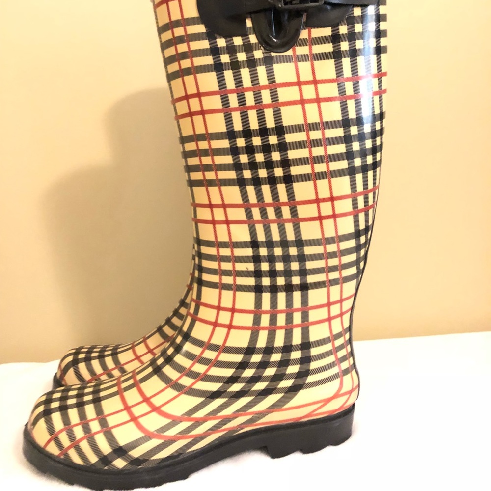 Rubber rain boots plaid checkered